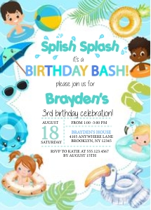 Splish Splash Birthday Invitation -2: Splish Splash Birthday Invitation -2