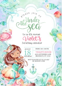 Under The Sea Birthday Invitation -1: Under The Sea Birthday Invitation -1 (Bundle)