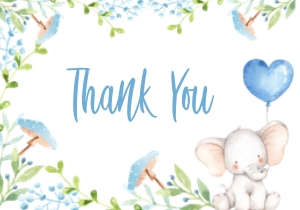 Elephant Baby Shower Thank You Card-1: Elephant Baby Shower Invitation -1 (Bundle)
