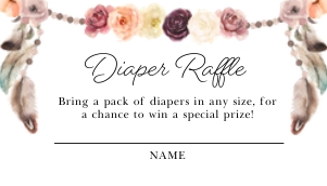 Dusky Boho Baby Shower Diaper Raffle Insert: Dusky Boho Diaper Raffle
