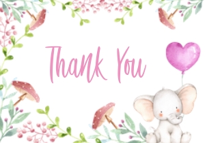 Elephant Baby Shower Thank You Card-2: Elephant Baby Shower Invitation -2 (Bundle)