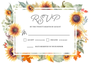 Sunflower RSVP Insert: Sunflower Wedding Invitation -1 (Bundle)