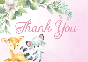 Forest Babies Baby Shower Thank You - Girl: Woodland Baby Shower Invitation - Girl (Bundle)