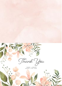 Peach Evergreen Wedding Thank You Card (Folded): Peach Evergreen Thank You Card