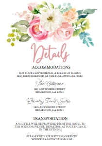 Pink Garden Details Insert -2: Pink Garden Wedding Invitation -2 (Bundle)