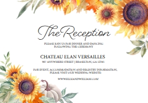 Sunflower Reception Insert: Sunflower Wedding Invitation -1 (Bundle)
