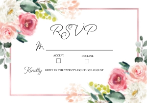 Pink Garden RSVP -1: Pink Garden Wedding Invitation -1(Bundle)
