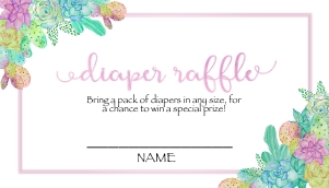Cacti Diaper Raffle - Girl - (WHITE background): Cacti Diaper Raffle Girl -2