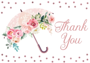 Pink Garden Umbrella Thank You -1: Pink Garden Umbrella Baby Shower Invitation (Bundle)