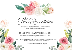 Pink Garden Reception Insert: Pink Garden Wedding Invitation -1(Bundle)