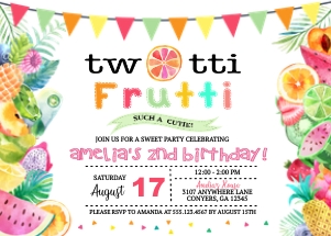 Twotti Frutti Birthday Invitation - 3: Twotti Frutti Invitation - 3