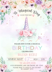 Magical Unicorn Birthday Invitation - 2: Magical Unicorn Birthday Invitation - 2