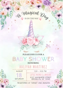 Magical Unicorn Baby Shower Invitation - 1: Magical Unicorn Baby Shower Invitation -1 (Bundle)