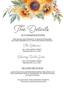 Sunflower Details Insert: Sunflower Wedding Invitation -1 (Bundle)