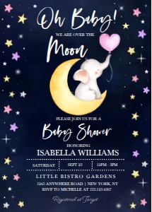Over The Moon Baby Shower Invitation -2: Over The Moon Baby Shower Invitation -2 (Bundle)
