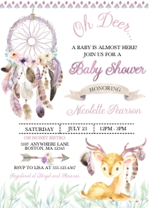 Purple Boho Baby Shower Invitation -1: Purple Boho Baby Shower Invitation-1 (Bundle)