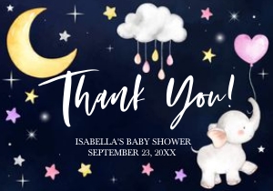 Over The Moon Thank You -2: Over The Moon Baby Shower Invitation -2 (Bundle)
