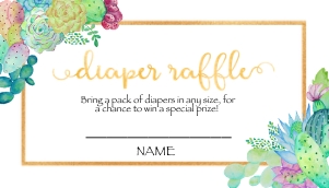 Cacti Diaper Raffle (WHITE background): Cacti Baby Shower Invitation Bundle (WHITE background)