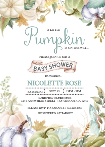 Soft Fall Pumpkin Baby Shower Invitation -1: Soft Fall Pumpkin Baby Shower Invitation -1 (Bundle)