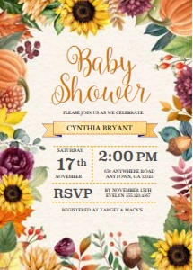 Autumn Sunflower Baby Shower Invitation -1: Autumn Sunflower Baby Shower Invitation -1 (Bundle)