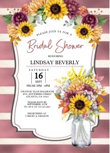Autumn Sunflower Bridal Shower Invitation -4: Autumn Sunflower Bridal Shower Invitation -4