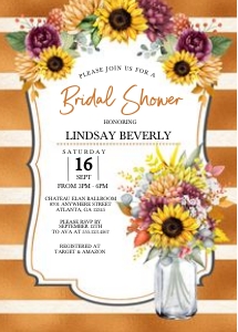 Autumn Sunflower Bridal Shower Invitation -5: Autumn Sunflower Bridal Shower Invitation -5