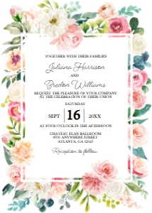 Pink Garden Wedding Invitation -1: Pink Garden Wedding Invitation -1(Bundle)