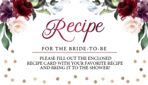 Burgundy Recipe Inserts -1: Burgundy Floral Bridal Shower Invitation (Bundle