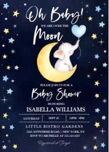 Over The Moon Baby Shower Invitation -1: Over The Moon Baby Shower Invitation -1