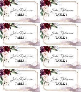 Burgundy Floral Place Card: Burgundy Floral Place Card
