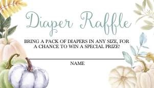 Soft Fall Pumpkin Diaper Raffle -1: Soft Fall Pumpkin Baby Shower Invitation -1 (Bundle)