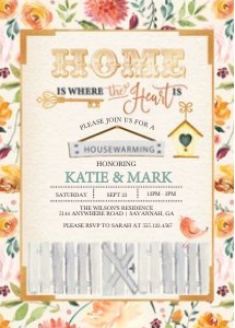 Rustic Autumn Floral Housewarming Invitation: Rustic Autumn Floral Housewarming Invitation