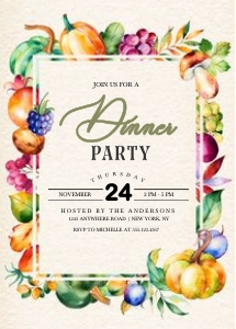 Colorful Harvest Dinner Party Invitation: Colorful Harvest Dinner Party Invitation