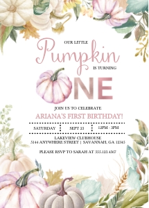 Soft Fall Pumpkin Birthday Invitation -2 design preview