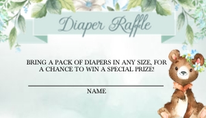 Forest Babies Baby Shower Diaper Raffle - Boy: Woodland Baby Shower Invitation - Boy (Bundle)