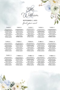 Peachy Garden Seating Chart 24x36 (Dark): Peachy Garden Seating Chart (Dark)