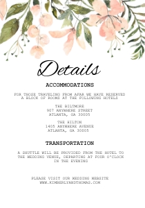 Peach Evergreen Wedding Details Card: Peach Evergreen Wedding Invitation (Bundle)
