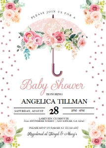 Pink Garden Umbrella Baby Shower Invitation: Pink Garden Umbrella Baby Shower Invitation (Bundle)