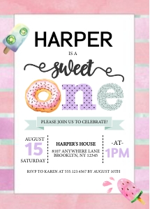 Sweet One Birthday Invitation - 2: Sweet One Birthday Invitation - 2