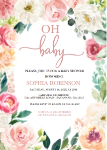 Pink Garden Baby Shower Invitation -1: Pink Garden Baby Shower Invitation -1