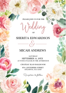 Pink Garden Wedding Invitation -2 design preview