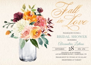 Rustic Autumn Floral Bridal Shower Invitation -2: Rustic Autumn Floral Bridal Shower Invitation -2