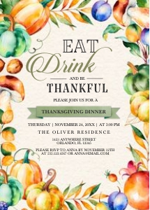 Colorful Harvest Thanksgiving Invitation -2: Colorful Harvest Thanksgiving Invitation -2