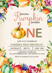 Colorful Harvest First Birthday Invitation -1 (Bundle) design preview