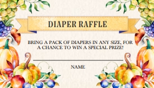 Colorful Harvest Diaper Raffle Insert: Colorful Harvest Pumpkin Twin Baby Shower Invitation -1 (Bundle)