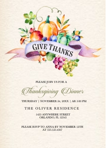 Colorful Harvest Thanksgiving Invitation -1: Colorful Harvest Thanksgiving Invitation -1