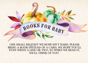 Colorful Harvest Books For Baby Insert: Colorful Harvest Pumpkin Twin Baby Shower Invitation -1 (Bundle)