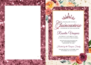 Rustic Autumn Floral Quinceanera Invitation (Photo): Rustic Autumn Floral Quinceanera Invitation (Photo)