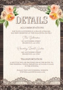 Rustic Dark Wood Details Insert: Rustic Dark Wood Wedding Invitation (Bundle)