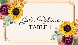 Autumn Sunflower Place Card: Autumn Sunflower Place Card
